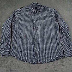 J Crew Shirt Mens XL Blue Plaid Flex Fit Preppy Long Sleeve Casual‎